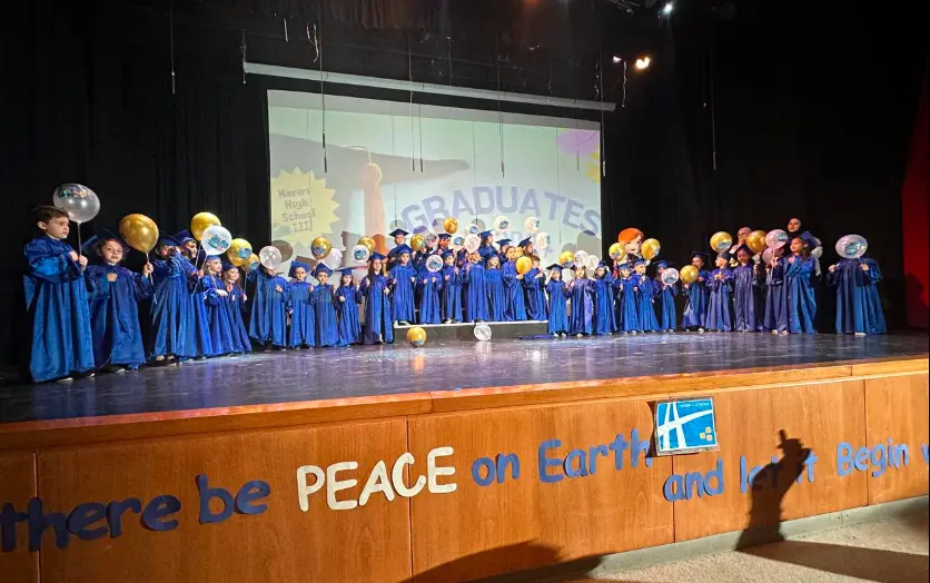 Young graduates celebrating on stage