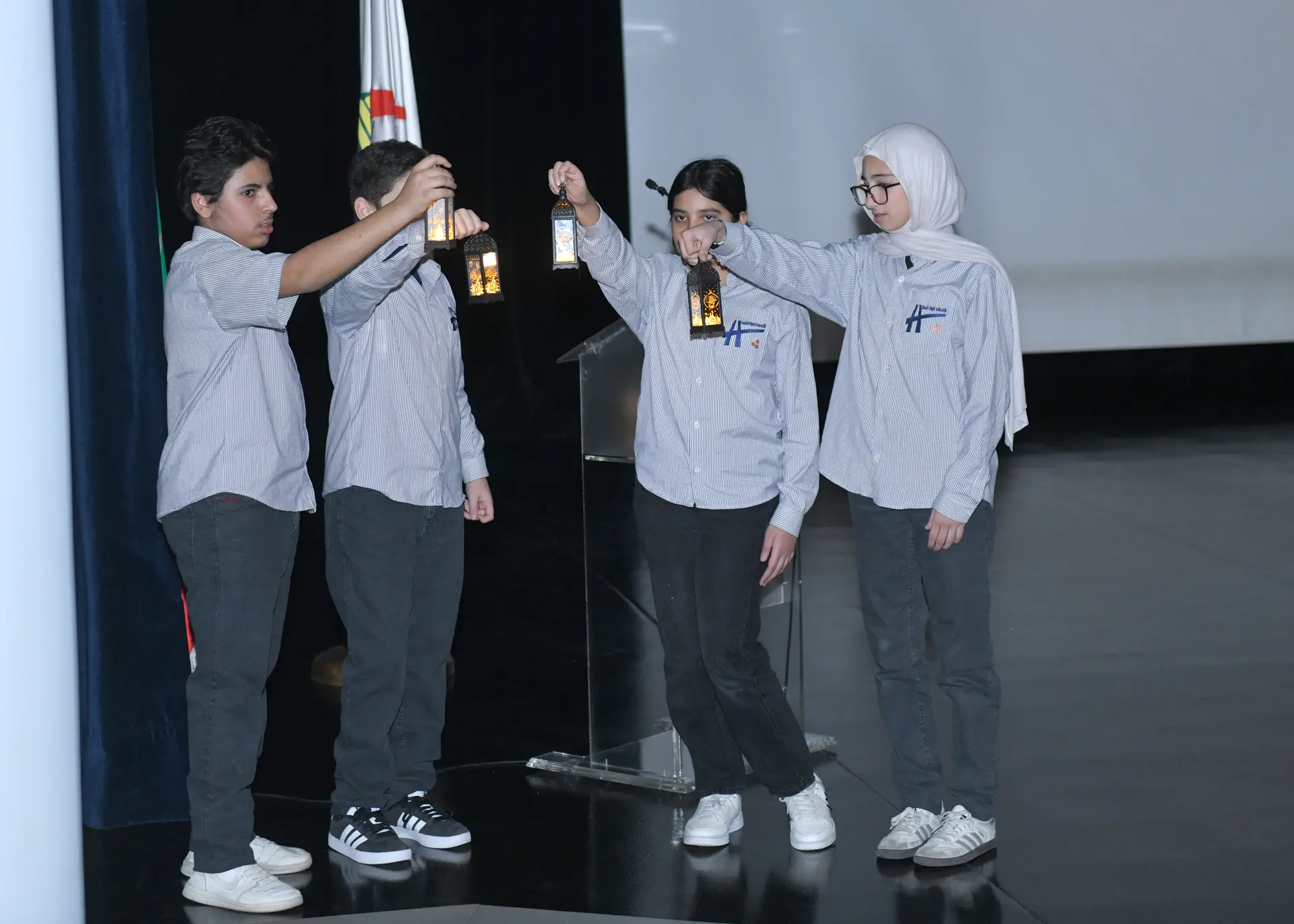 Students performing on stage